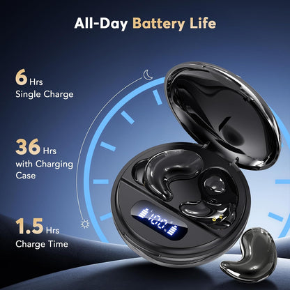 Sleep Earbuds Zero Pressure No Lights or Alerts, Tiny Hidden Earbuds for All Night Sleep