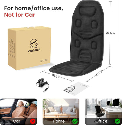 COMFIER Vibration Back Massager with Heat, 10-Motor Massage Seat Cushion for Chair, Graphene Heated Massage Chair Pad for Back, Lumbar & Thighs, 5 Modes, 3 Intensities, Home Office Recliner Gift