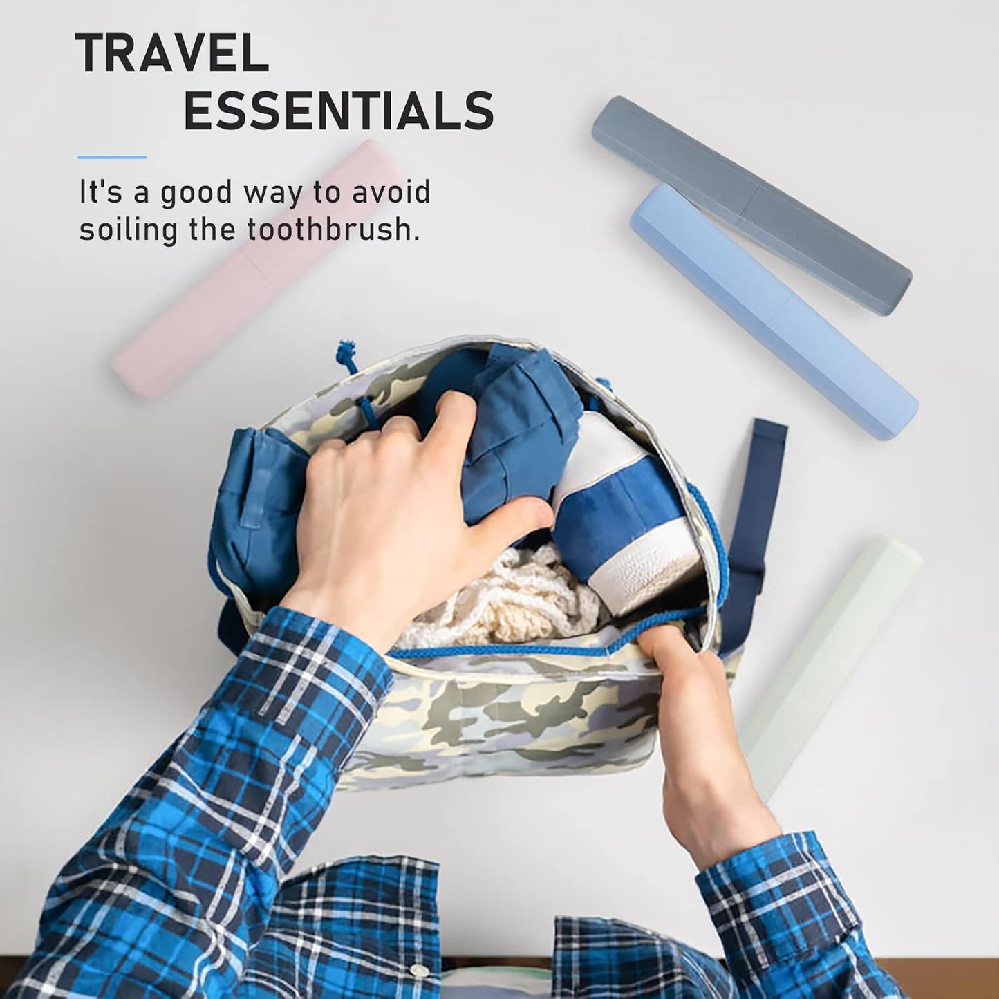 Mulbozy 4 Packs Portable Travel Toothbrush Case, Breathable Plastic Toothbrush Holder for Home, Travel, Business, Camping, School
