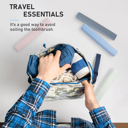Mulbozy 4 Packs Portable Travel Toothbrush Case, Breathable Plastic Toothbrush Holder for Home, Travel, Business, Camping, School