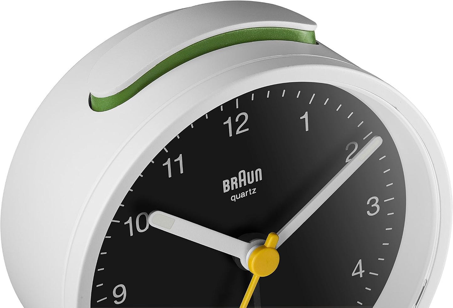 Braun Classic Analogue Alarm Clock with Snooze and Light, Quiet Quartz Movement, Crescendo Beep Alarm in White, Model BC12W.