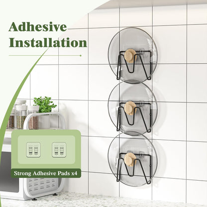 4 Pack Pot Lid Organizer Rack for Cabinet Door, No Drilling