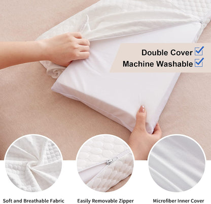 EUHAMS Queen Size Bed Wedge Pillow - Bed Gap Filler Mattress Wedge Headboard Pillow Close The Gap 0-7" Between Your Headboard and Mattress or Wall for Sleeping Backrest Pillow (60"x10"x6" Gray)