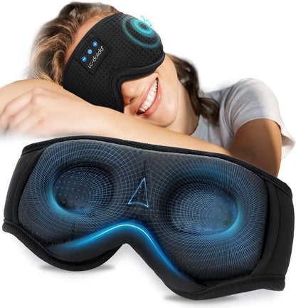 LC-dolida Sleep Headphones, 3D Sleep Mask Bluetooth Wireless Music Eye Mask, Sleeping Headphones for Side Sleepers Sleep Mask with Bluetooth Headphones Ultra-Thin Stereo Speakers Perfect for Sleeping