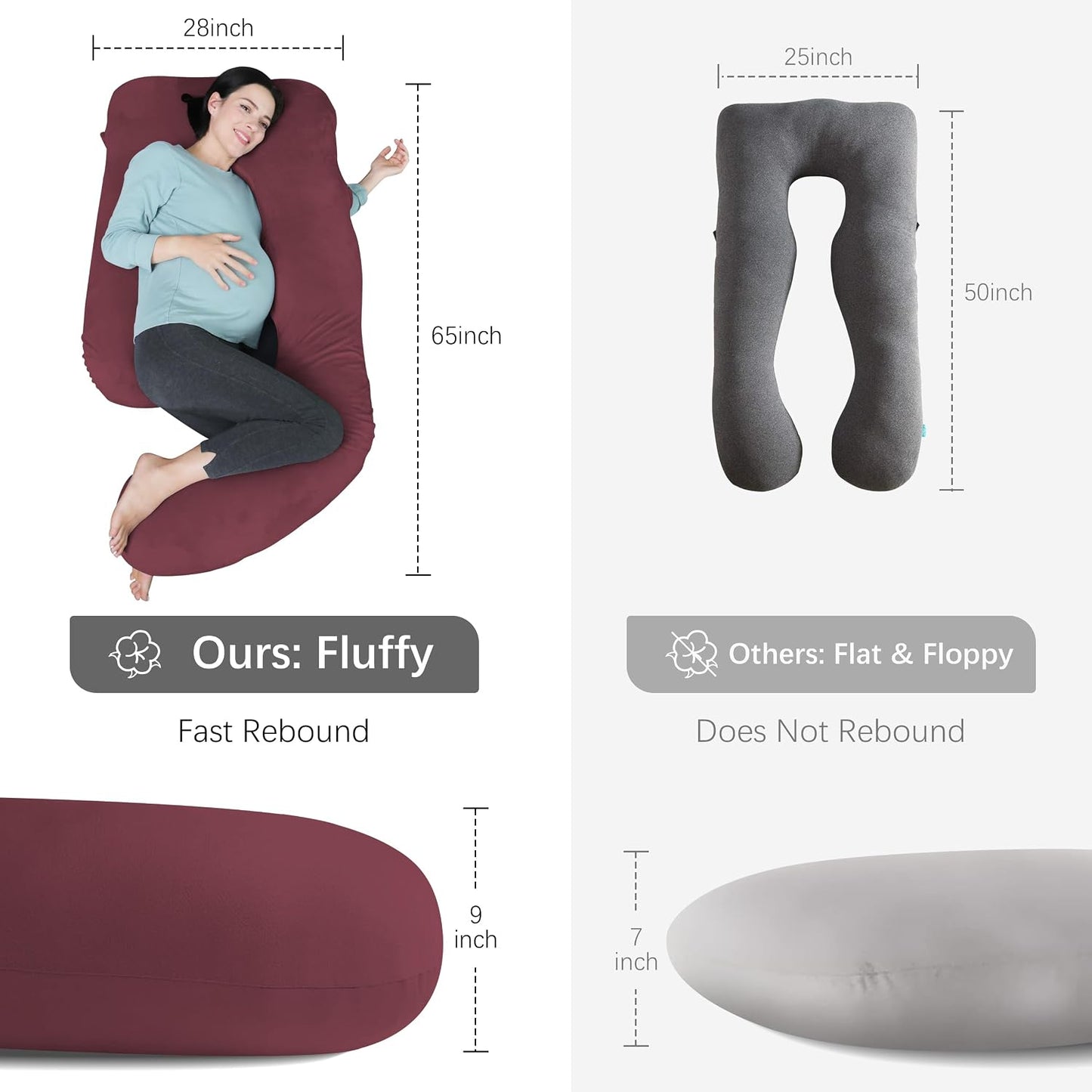 MOON PARK Pregnancy Pillows for Sleeping - 57 Inch U Shaped Full Body Maternity Pillow with Removable Cover - Support for Back, Legs, Belly, Hips - Pregnancy Pillow for Women - Grey