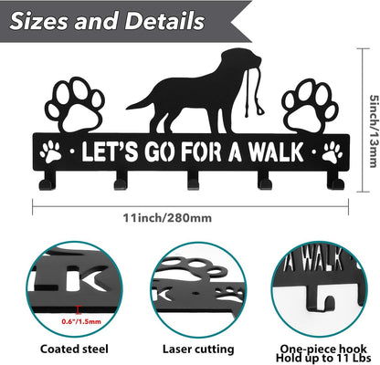 Iron Dog Leash Holder for Wall with 5-Hooks, Doorway Dog Hooks, Dog Accessory Holder