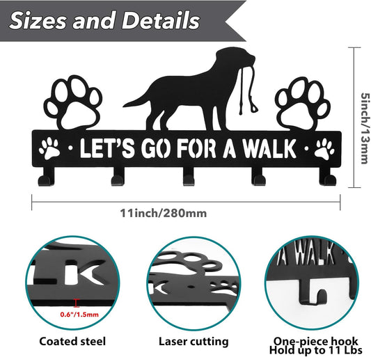 Iron Dog Leash Holder for Wall with 5-Hooks, Doorway Dog Hooks, Dog Accessory Holder