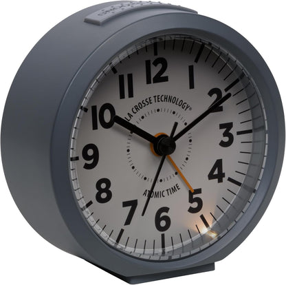 La Crosse Technology 617-710B-INT 4-Inch Round Black Atomic Analog Alarm Clock