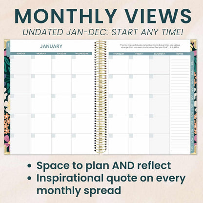 bloom daily planners Undated Chronic Illness Planner & Medical Journal - 12 Month Pain & Symptom Tracker, Mood & Medication Log, Appointment Organizer (7” x 9”) - Chronically Resilient