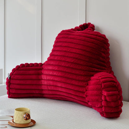Large Reading Pillow for Adults, Back Support Pillow for Sitting Up in Bed with Arms, Couch for Lounging Bedrest, Pink