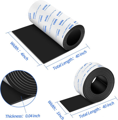 Felt Strips with Adhesive Backing, Felt Tape with Adhesive Backing, Felt Furniture Strips 2 Pack Roll 1/2x 60 Inches Black, Felt Strips for Furniture