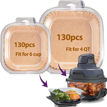 Air Fryer Liners Disposable 9 Inch, 9 inch Air Fryer Liners 125 Pcs Large Square Air Fryer Paper Liners for 5QT 6qt 8QT Air Fryer, Non-stick Parchment Paper for Frying, Baking