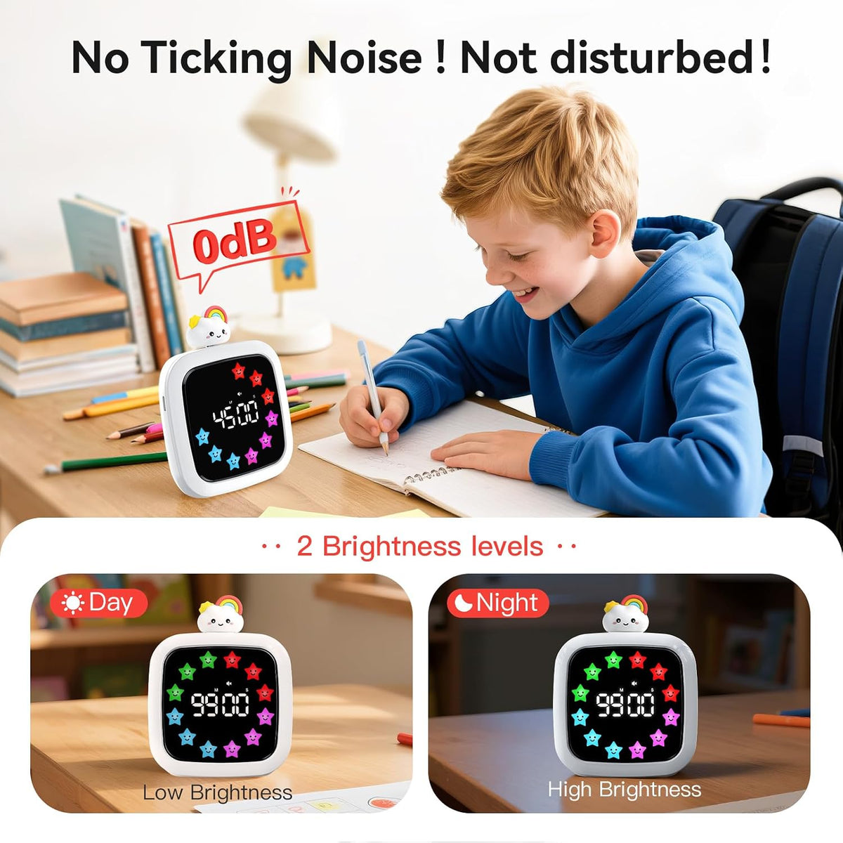 Yunbaoit Digital Visual Timer for Kids, 99-Minute Countdown, Rechargeable