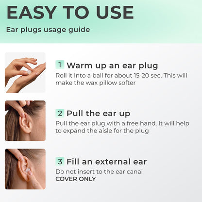 Peace&Quiet PQ Wax Ear Plugs for Sleeping - 50 Silicone Wax Earplugs