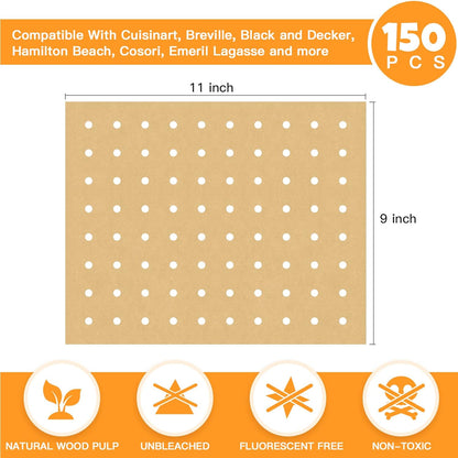 Air Fryer Disposable Parchment Paper Liners: 150pcs Airfryer Liners 9x11 Inch Perforated Rectangular Paper Sheets Basket Liner Accessories For Toaster Oven Xl Air Fryer