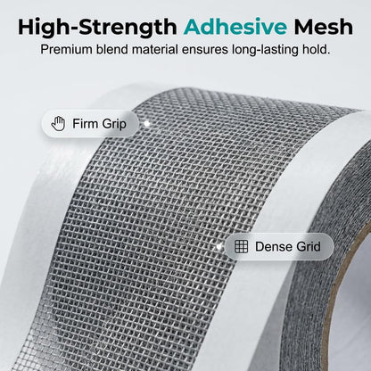 Strong Adhesive Screen Repair Tape, Window Screen Repair Kit, Fiberglass Mesh Screen Repair Kit for Window and Door, Self-Adhesive Patch for RV, Tent, Pool, Patio, Porch Netting (1 PCS, 5 IN*35 FT)