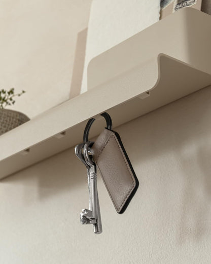 Kazai. Key Holder for Wall 'Holmsen' | Minimalist Key Hooks Design from Berlin | Modern Key Hanger with Metal Shelf | Key Hook Wall Mounted as Hallway Furniture | Sand Taupe