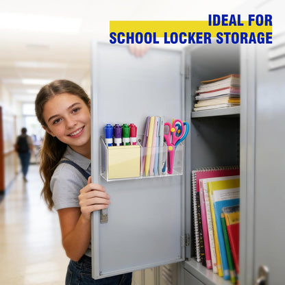 Magnetic Marker Holder for Whiteboard, Fridge, Teacher Must Have | Acrylic Magnet Dry Erase Pen Holder for Refrigeator, Anti-slip Pencil Holder for Classroom, Locker Organizer Accessories
