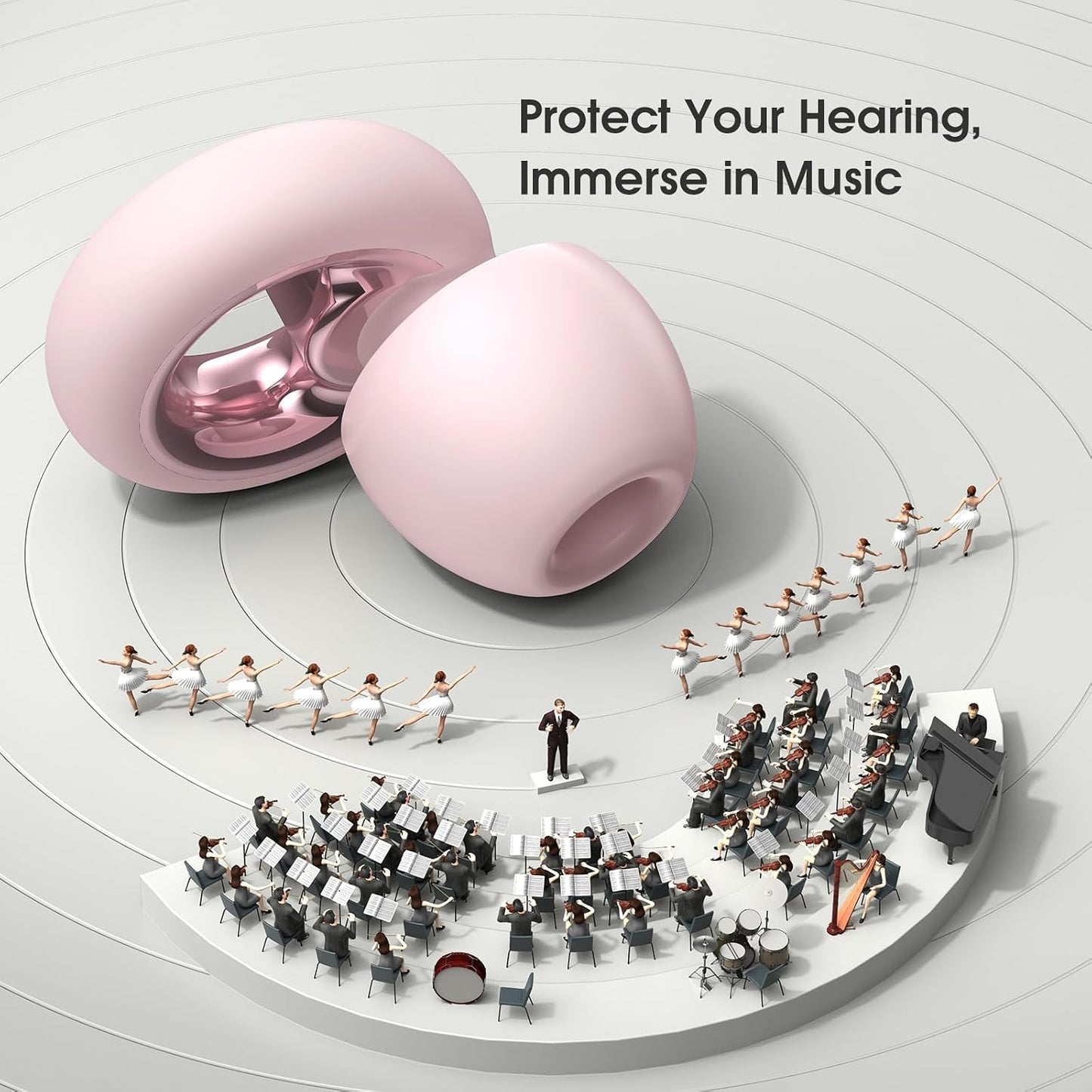 Noise Cancelling Ear Plugs for Sleeping, Reusable Silicone Ear Plugs for Noise Reduction, Soft Hearing Protection with 8 Ear Tips for Concerts, Work, Shooting, and Travel(Rose)