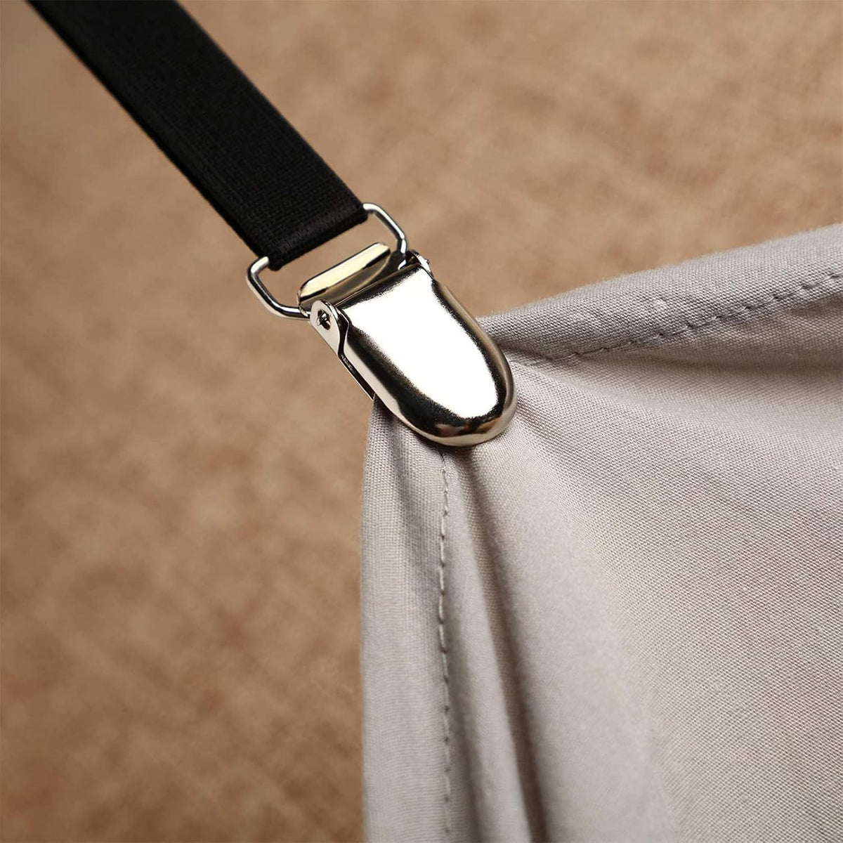 Boao 12 Pcs Bedsheet Strap Elastic Clip, White, 4-8 Inch Length