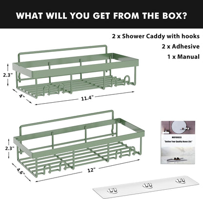 Moforoco Shower Caddy Shelf Organizer Rack, Self Adhesive Black Bathroom Shelves Basket, Home Farmhouse Wall Inside Organization and Storage Decor Rv Accessories, First Camper Apartment Essentials