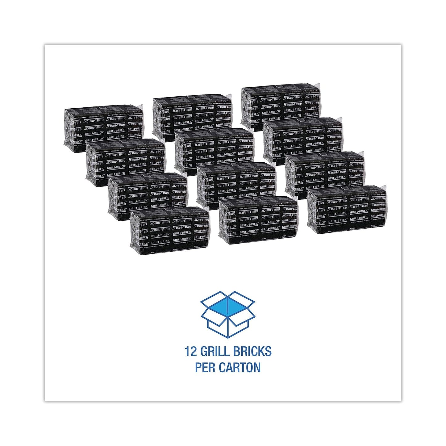 3M Grill-Brick Grill Cleaner GB12, 12 Pack, 3.5 in x 4 in x 8 in | Heavy Duty Grill Bricks, Cleans Away Carbonized Grease and Oil, Flat Top Griddle Cleaning, Commerical Kitchen