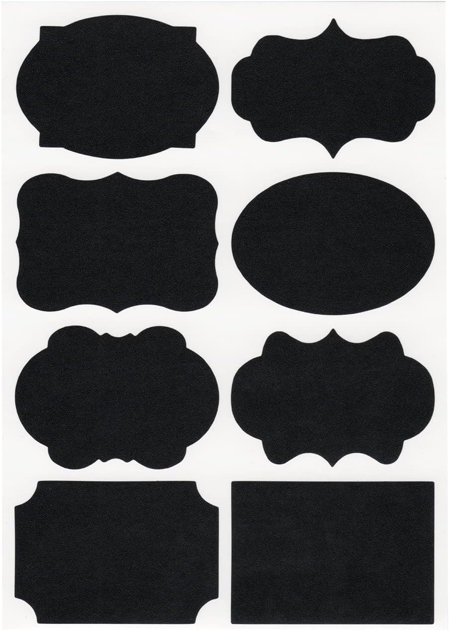400 Stickers Chalkboard Labels, 14 Assorted Shapes Waterproof Reusable Removable Black Mason Jar Labels, Erasable Chalk Blackboard Bottle Label for Pantry Storage Bins, Kitchen Food Containers