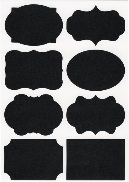 400 Stickers Chalkboard Labels, 14 Assorted Shapes Waterproof Reusable Removable Black Mason Jar Labels, Erasable Chalk Blackboard Bottle Label for Pantry Storage Bins, Kitchen Food Containers