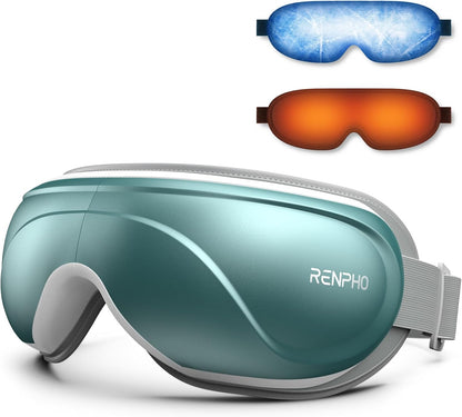 RENPHO Eyeris 1 Eye Massager with Heat, Sleep Mask with Remote Control | Vibration & Compression for Eye Strain and Head Tension, Bluetooth Music, FSA Eligible HSA, Black