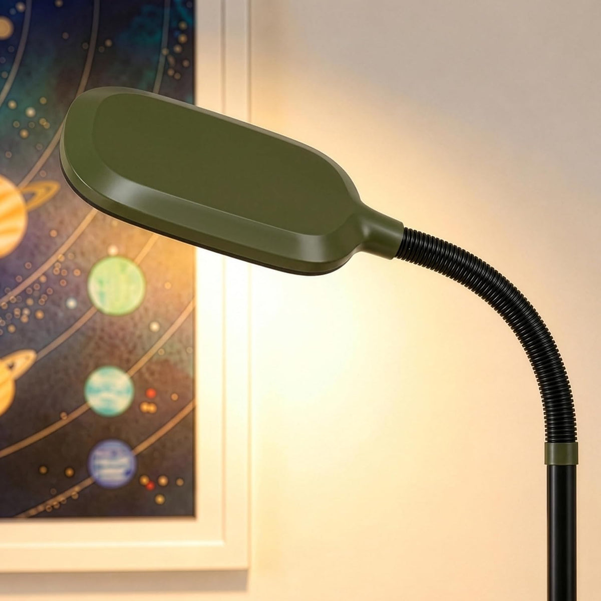 Brightech Litespan - Bright LED Floor Reading Lamp for Over Chair Crafts and Reading, Esthetician Light for Lash Extensions, Gooseneck Adjustable Standing Lamp for Living Room, Bedroom, Office - Black
