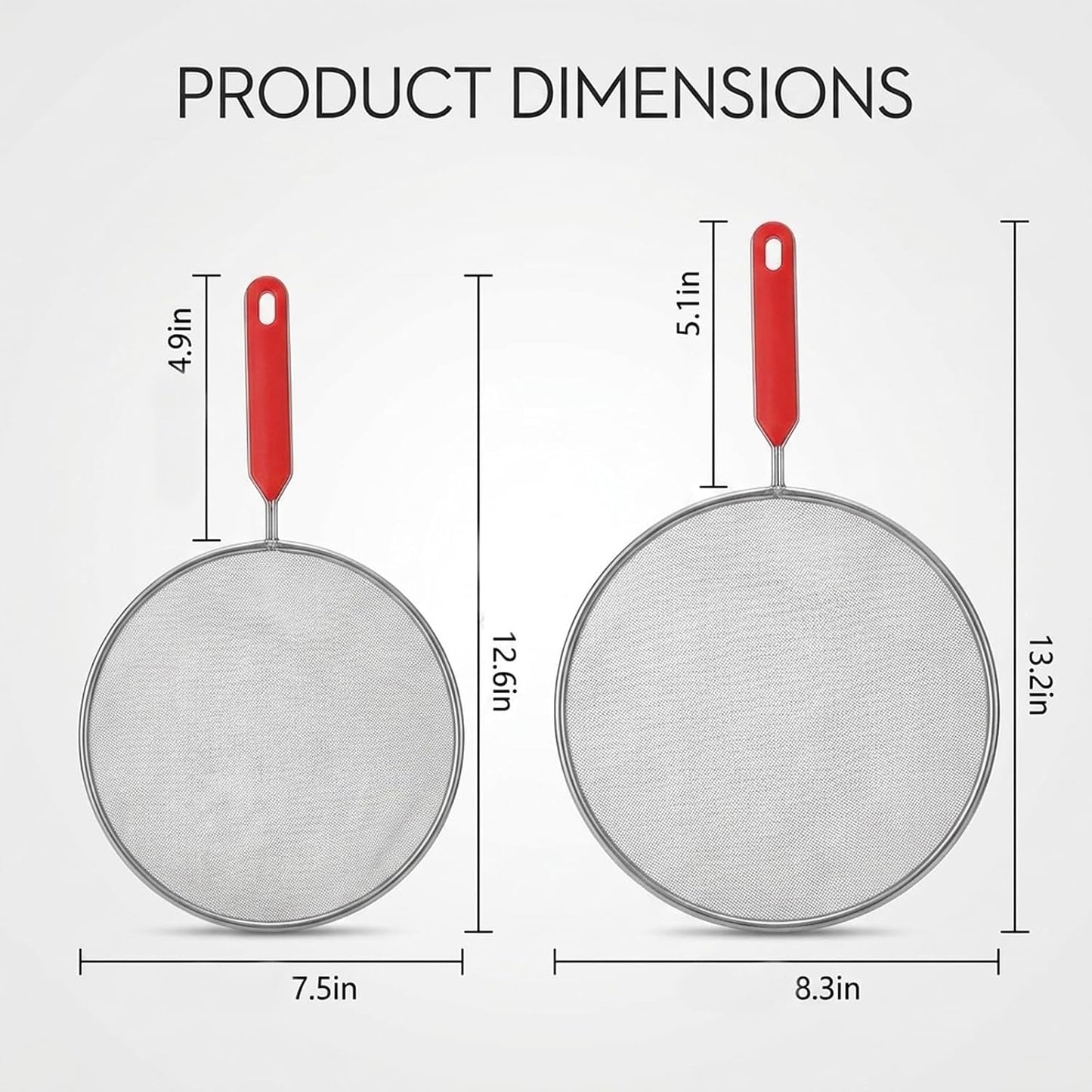 2 Splash Grease Screen for Frying Pans, Stainless Steel Oil Splatter Grease Splatter Guard for Frying Pan, Kitchen Cooking Protection, Splatter Guard with Heat Resistant Handles