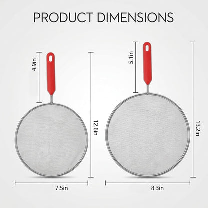 2 Splash Grease Screen for Frying Pans, Stainless Steel Oil Splatter Grease Splatter Guard for Frying Pan, Kitchen Cooking Protection, Splatter Guard with Heat Resistant Handles