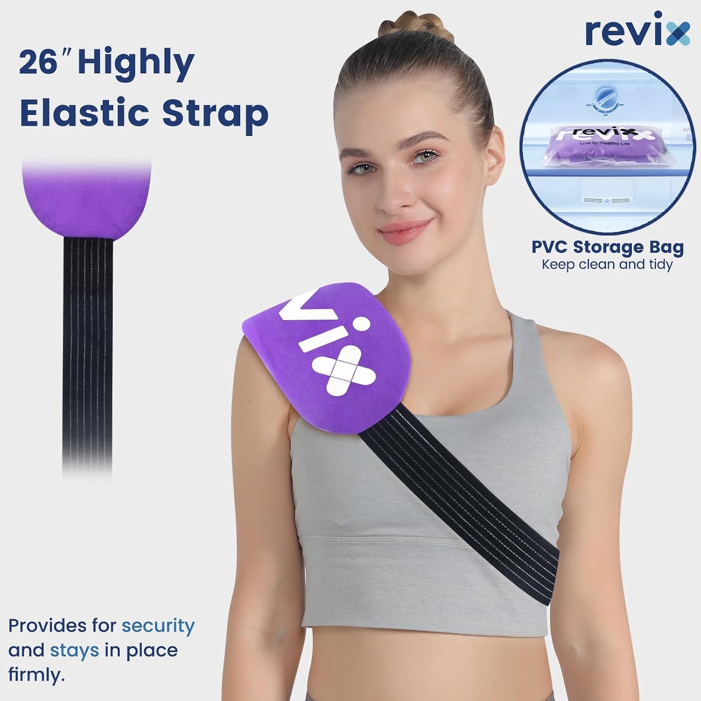 REVIX Ice Packs for Injuries, 5 Pack Hot & Cold Gel for Knee & Back | Adjustable Strap, Flexible Cooling Wrap for Shoulder, Neck & Arm, for Surgery Recovery, Muscle Relaxation