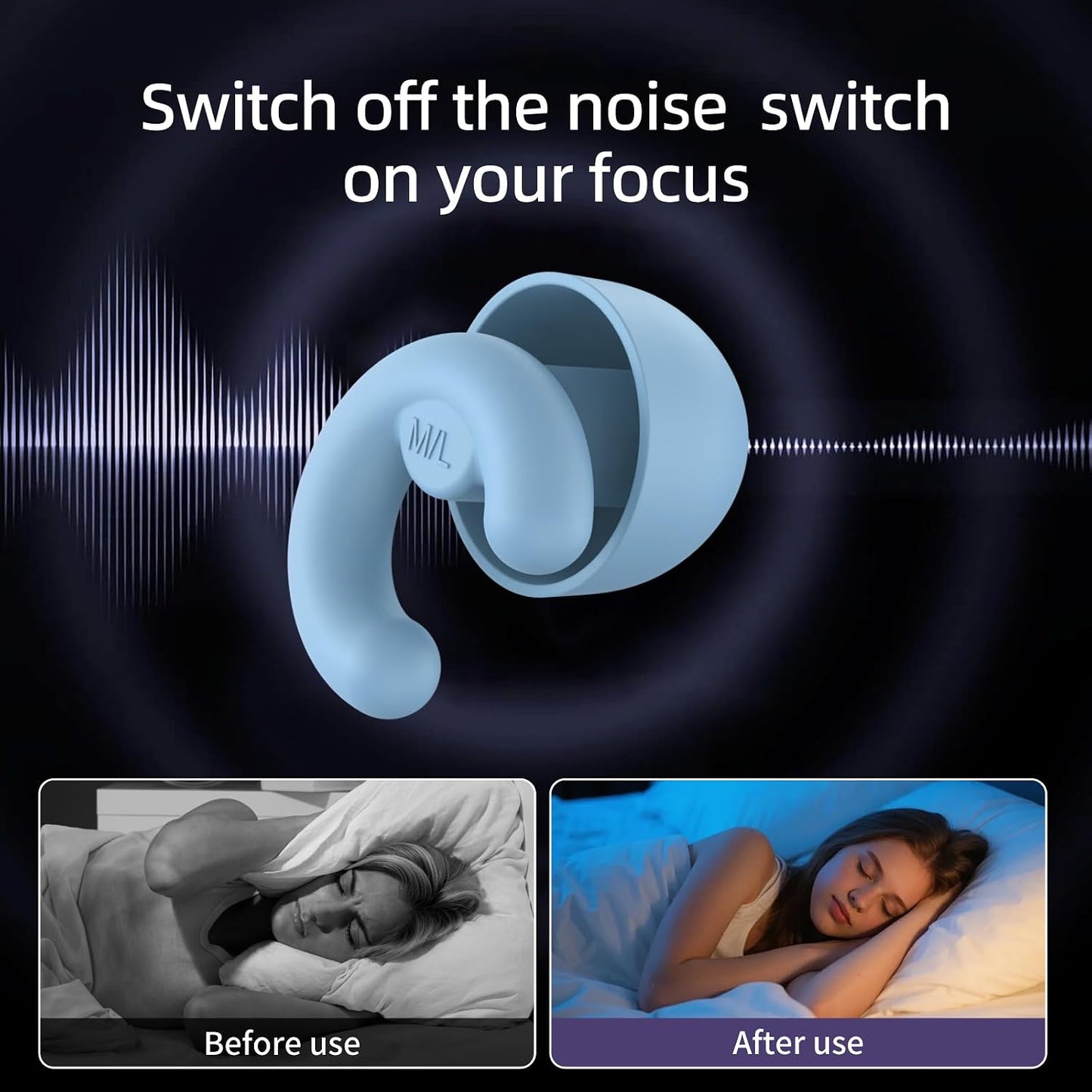 Noise Cancelling Ear Plugs Sleep 50dB NRR Side Sleep Small Ear | ultra soft silicone, reusable one-piece design, 4 sizes included, portable case