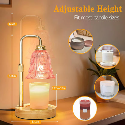 XJZJY Pink Flower Candle Warmer Lamp with Timer, Birthday Gifts for Women