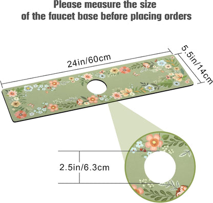 Sink Faucet Absorbing Mat, 2 Pack Drying Mat Around Faucet Sink Splash Guard Behind Faucet Sinkmat For Kitchen Bathroom Island Rv 24 * 5.5 Inch (60 * 14 cm)
