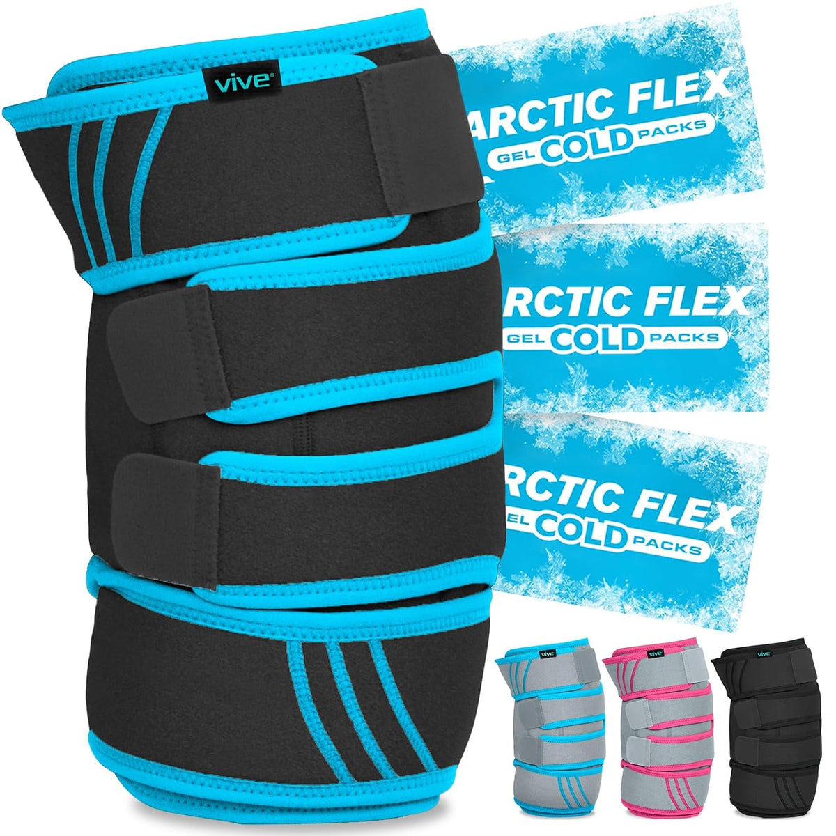 Vive Knee Ice Pack Wrap - Cold/Hot Gel Compression Brace for Pain Relief