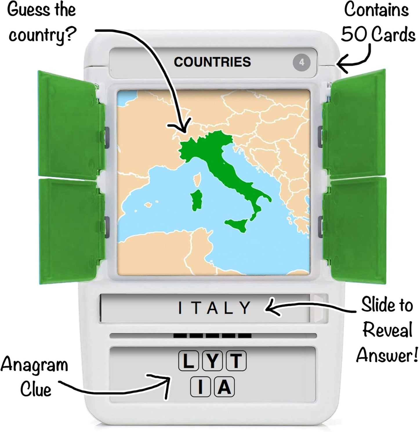 Logos Travel Game - Guess 100 Logos | Flash Cards with Slide Reveal Case | Card Game, Gift, Stocking Stuffer | Hours of Fun for Kids and Adults | Ages 6+