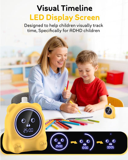 Visual Timer for Kids, 100 Min, Rechargeable Countdown Timers, Adjustable Sound Alert, Adjustable Brightness, Productivity Timers for ADHD, Silent Operation, Desk Time Management Tool for Toddler