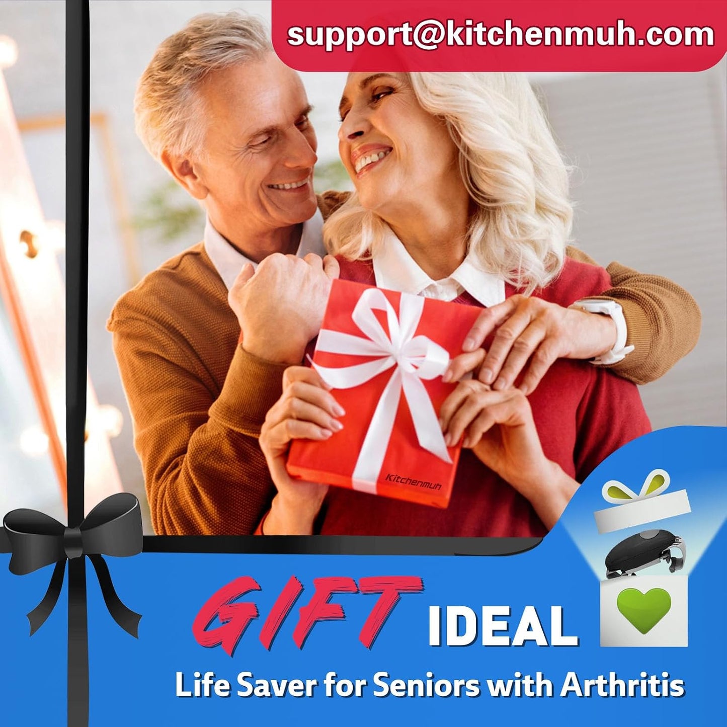 Higher Torque Electric Jar Opener for Seniors with Arthritis Fit Almost Jars Size, Strong Tough Automatic Jar Opener for Weak Hands, Hands Free Battery Operated Bottle Opener for Arthritic Hands Red