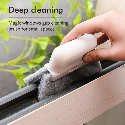 Window Cleaning Brush,Multifucation Groove Cleaning Brush for Household Use, 3 in 1 Window Sliding Door Track Cleaner, Sill, Tile Lines, Shutter, Car Vents, Keyboard, Small Spaces Clean Kit