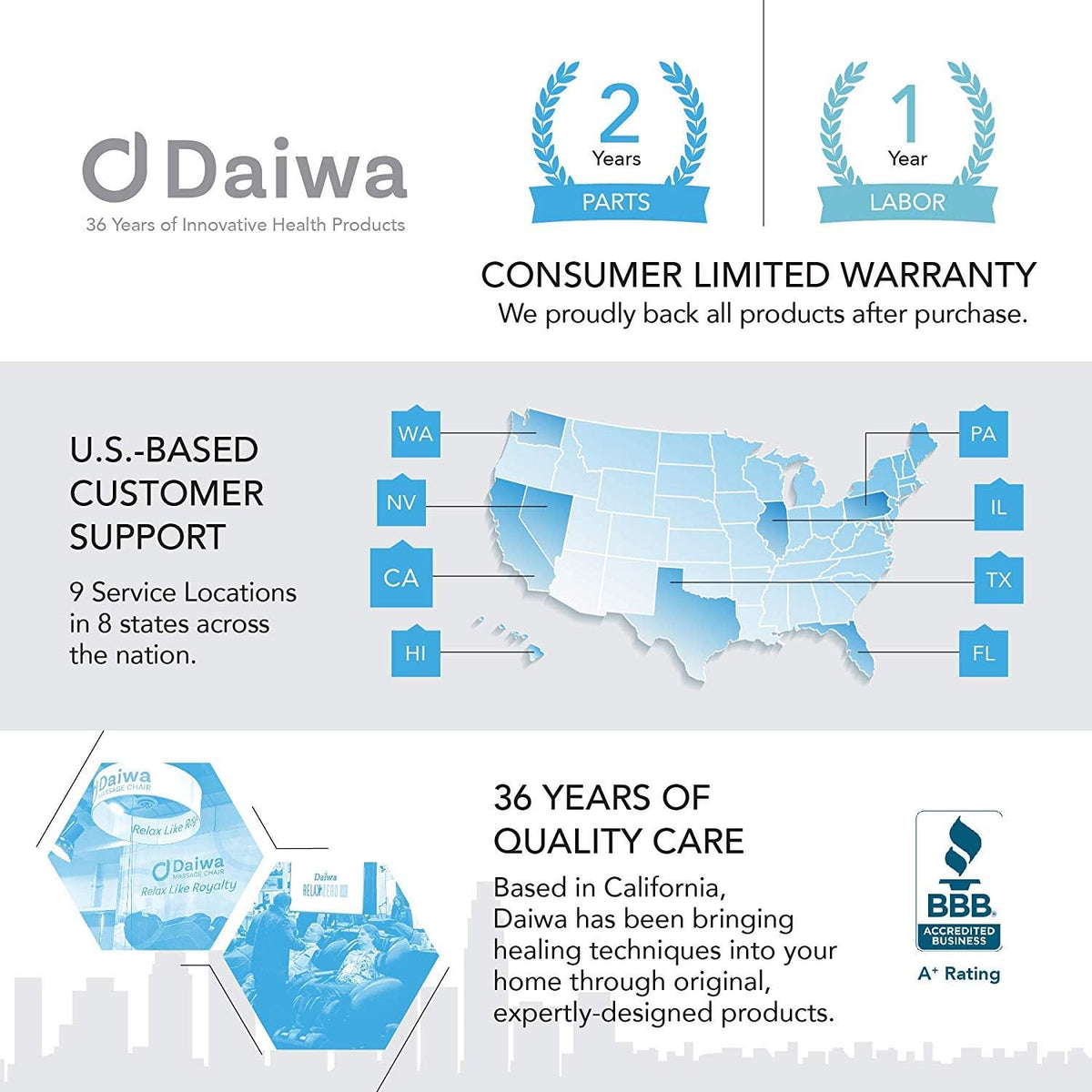 Daiwa Felicity Tapping Pro - Handheld Deep Tissue Back, Neck, Shoulder, Leg, Calf Muscle Massager with Extension Handle - FSA HSA Eligible