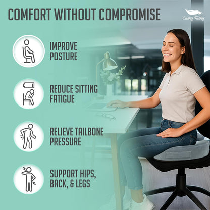 Cushy Tushy Premium Foldable Travel Seat Cushion - for Relief of Lower Back, Sciatic, Butt and Tailbone Pain - for Home & Office Use, Perfect for Travel or Driving - Coccyx Seat Cushion