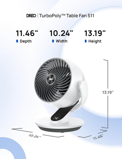 DREO Fan for Bedroom, 13-Inch Oscillating Table Air Circulator Fan for Whole Room, 120° Tilt Adjustment, 25dB Ultra-Quiet, 75ft Powerful Airflow, 4 Speeds Desk Fans with Remote for Home, Office