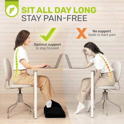 ErgoFoam Foot Rest for Under Desk at Work Adjustable - Chiropractor-Endorsed, High-Density Foam, Velvet (Black)
