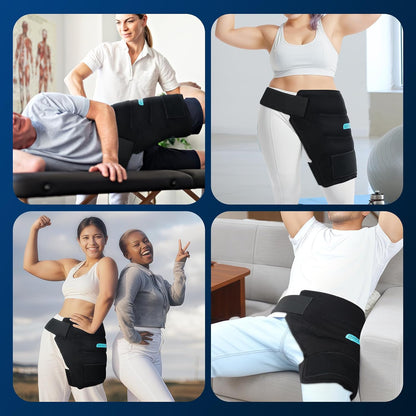 Comfytemp Hip Ice Pack Wrap for Sciatica Pain Relief, Hip Replacement Kit After Surgery, Reusable Gel Ice Pack for Injuries, Hot Cold Compress Recovery Items, Fathers Day Dad Gifts for Men, Blue (S/M)