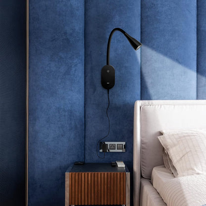 Wall Mount Reading Light, Focused Book Light for Reading in Bed, 5 Dimming, USB Output, 4 Hours Auto Off, Touch Control, Flexible Gooseneck Headboard Reading Lamp, Easy to Install White | Focused bedside light with touch dimming, flexible gooseneck, USB
