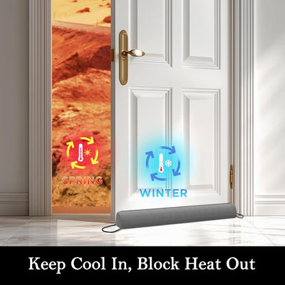 Door Draft Stopper, Removable Washable Cover, 38", Gray | Weighted Gap Filler, Blocks Hot and Cold Air, All-Season Seal, Easy Install, Noise & Wind Blocker, Home Essentials