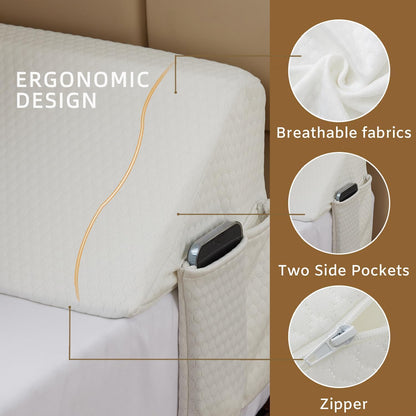 Bedluxe King Bed Wedge Pillow for Headboard, Fill The Gap (0-7")