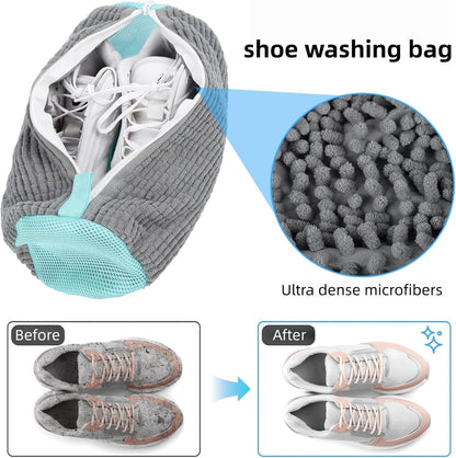 Reusable Shoe Washing Machine Bag & Shoes Laundry Bag for Washer and Dryer, with Self-Locking Zipper, 360° Deep Cleaning, Protects Shoes & Washer – Also Acts as Shoe Dryer Bag for Sneakers (1, grey)